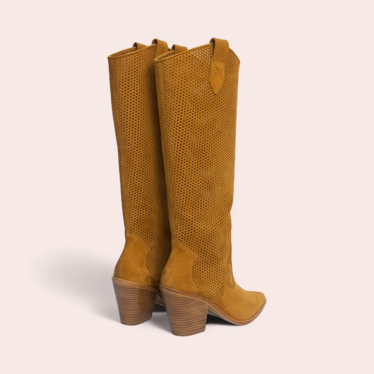 Karine Arabian Caitlyn botte velours amaretto talon 80mm