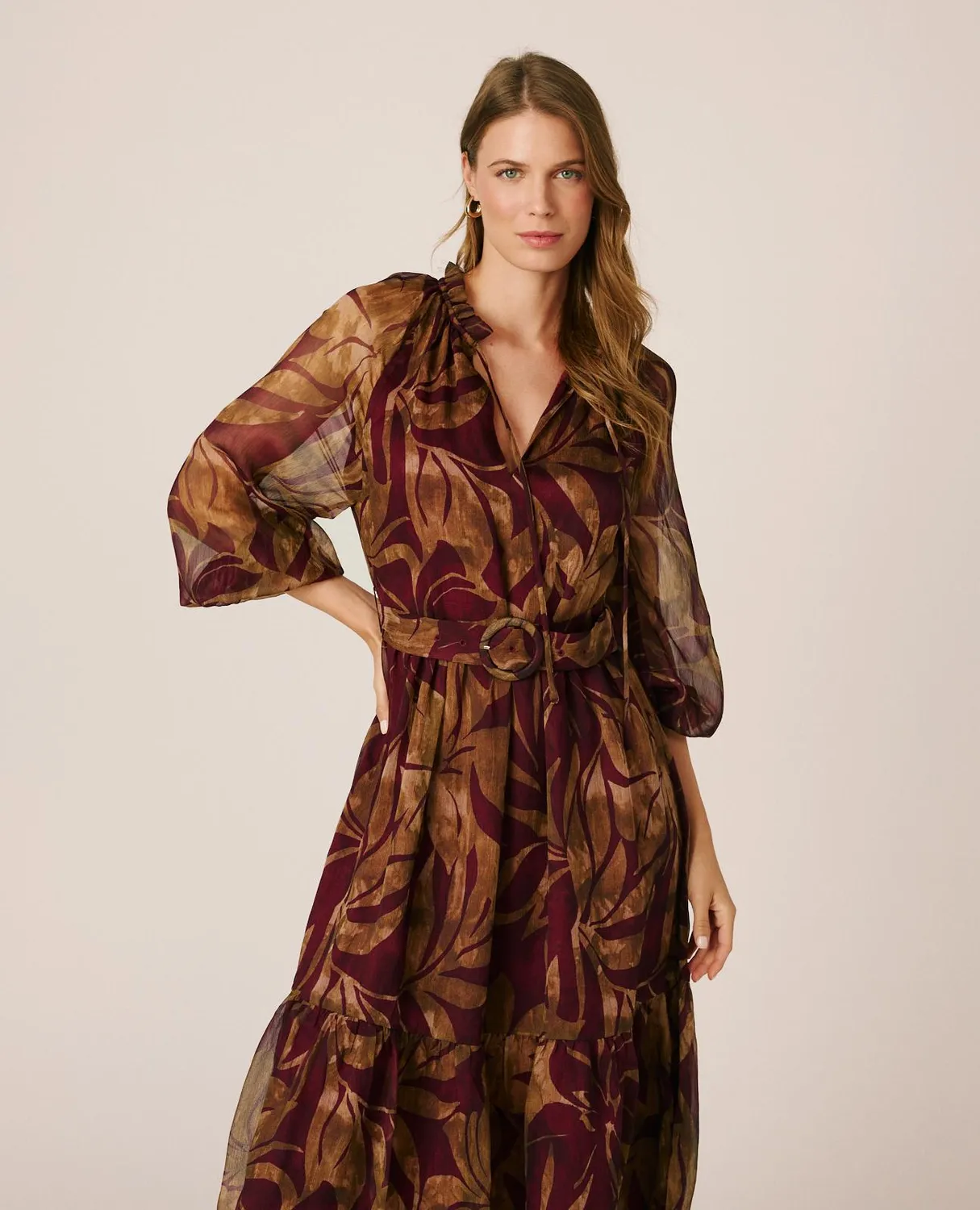 Alma en Pena I26CL0210 robe midi gaze bordeaux