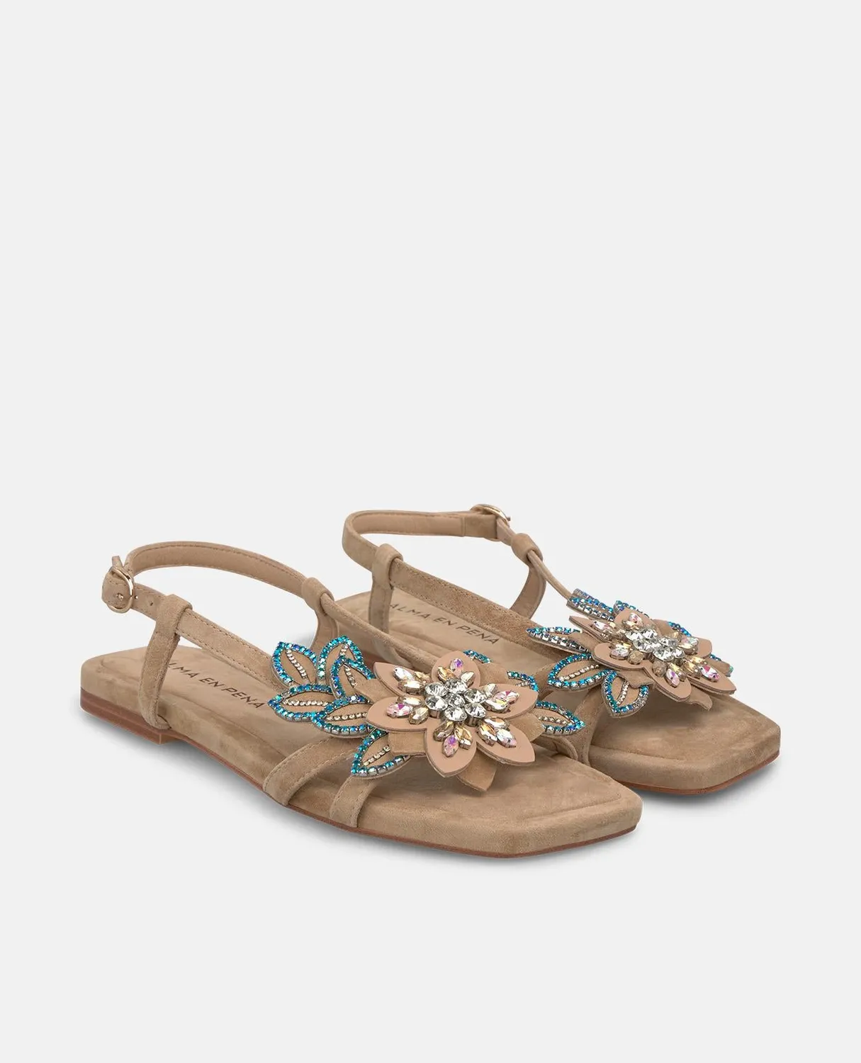 Alma en Pena V268438 sandales plates beige fleur