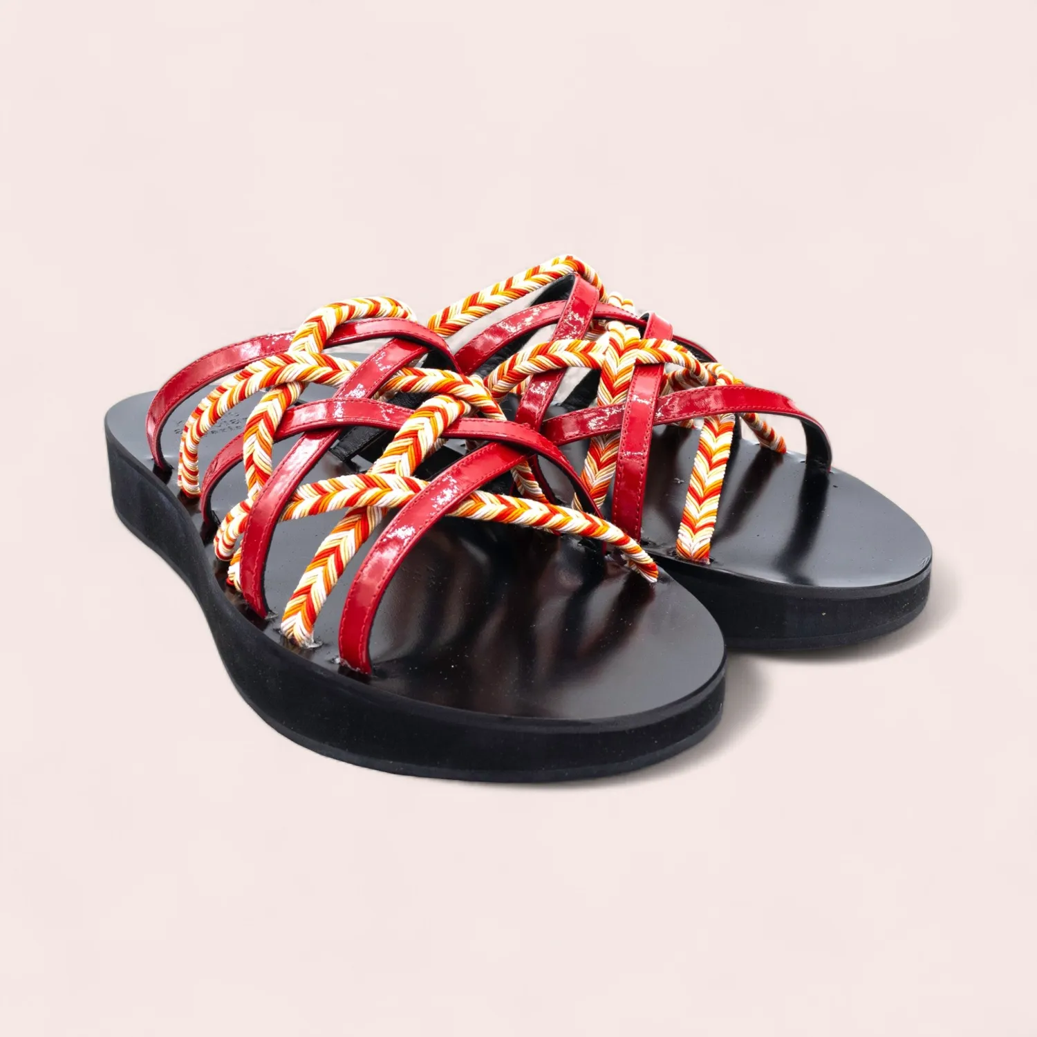 Karine Arabian Drew mule compensée cuir rouge 25 mm