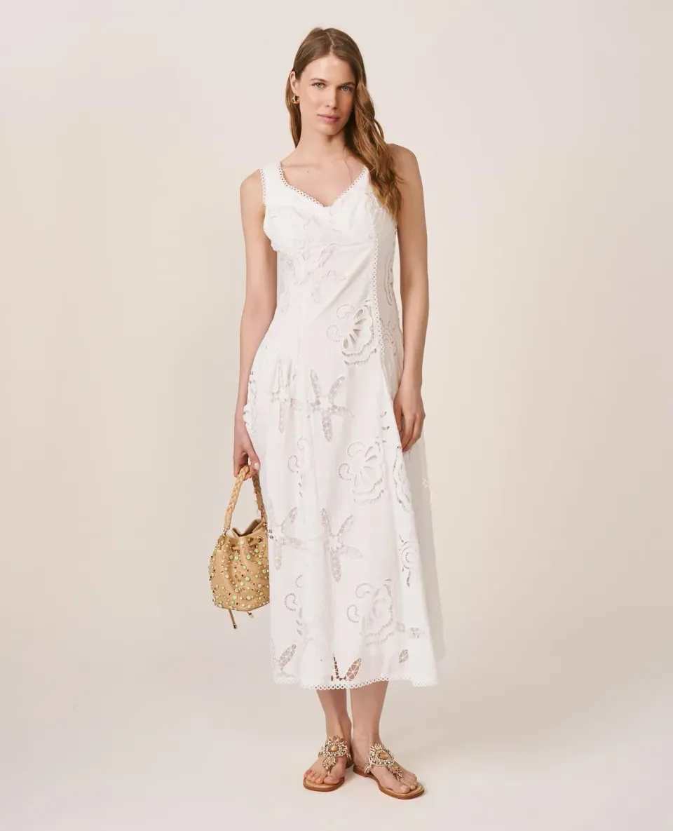 Alma en Pena V26CL0262 robe midi blanche coton