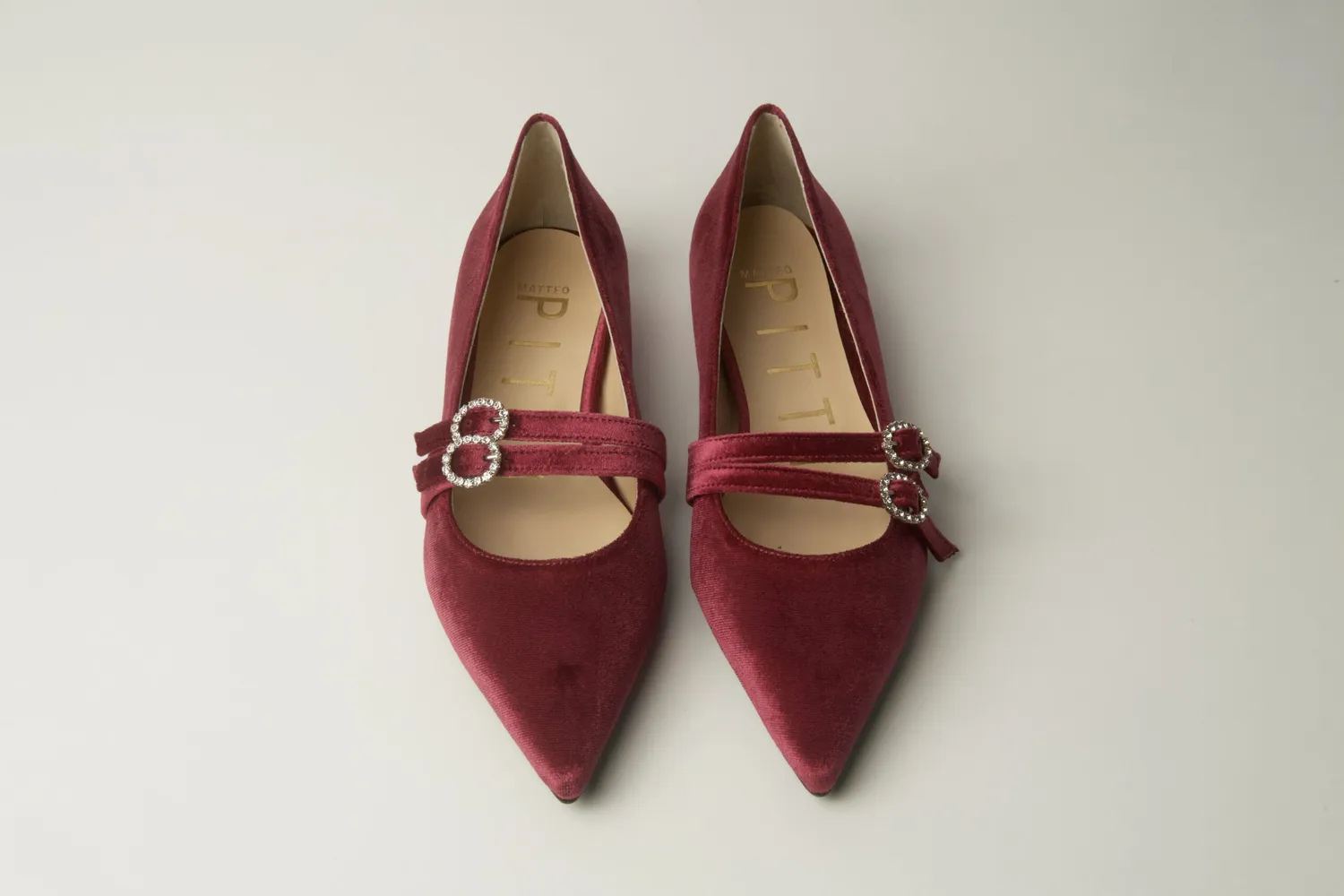 Matteo Pitti ballerines velours bordeaux strass