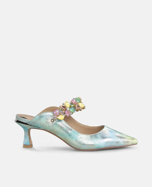 Alma en Pena V262204 mules bleu à strass