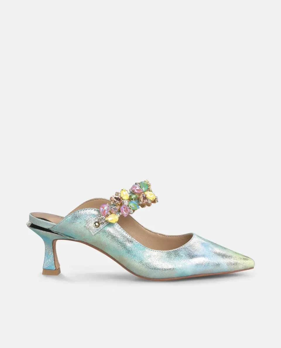 Alma en Pena V262204 mules bleu à strass