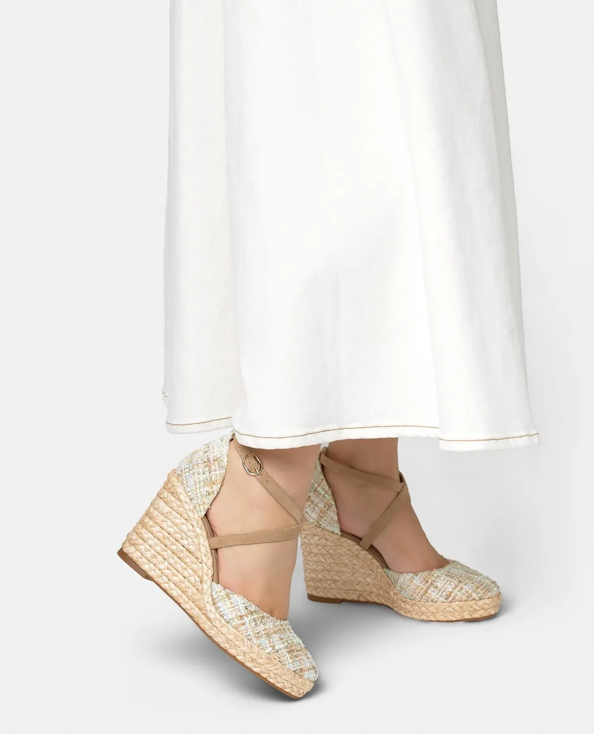 Alma en Pena V2650601 espadrilles aqua toile compensées