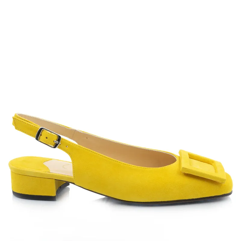 Bégum Paris Jackie escarpins slingback chèvre velours 2 cm