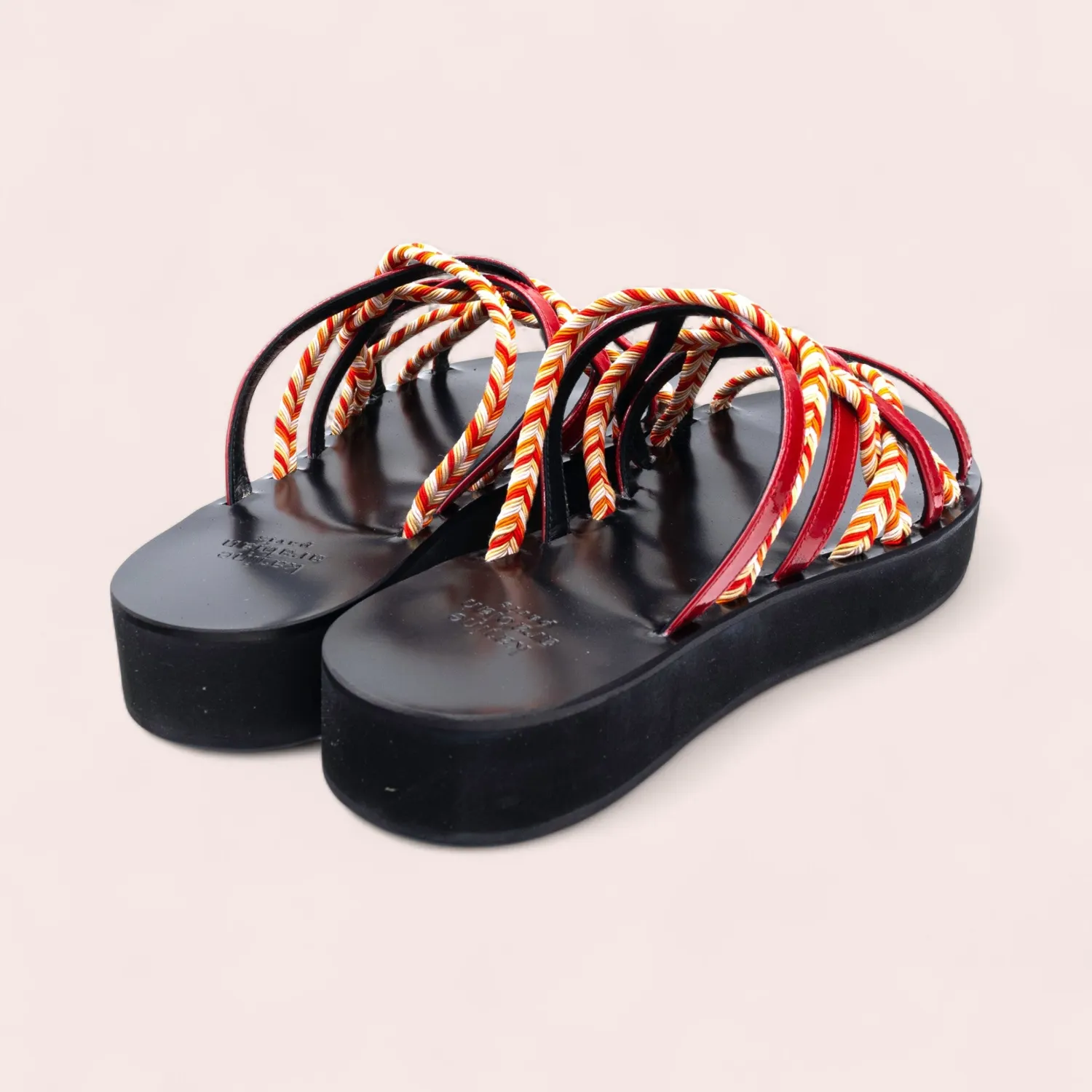 Karine Arabian Drew mule compensée cuir rouge 25 mm