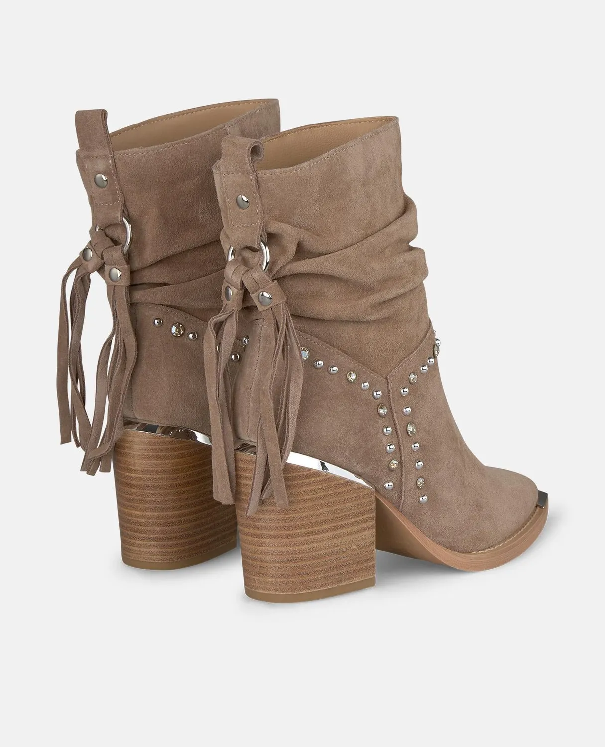 Alma en Pena I250834 bottine franges cuir vison talon 7 cm