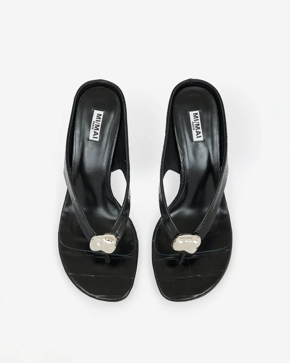Mi/Mai Cristo High Black Croc sandale cuir noir