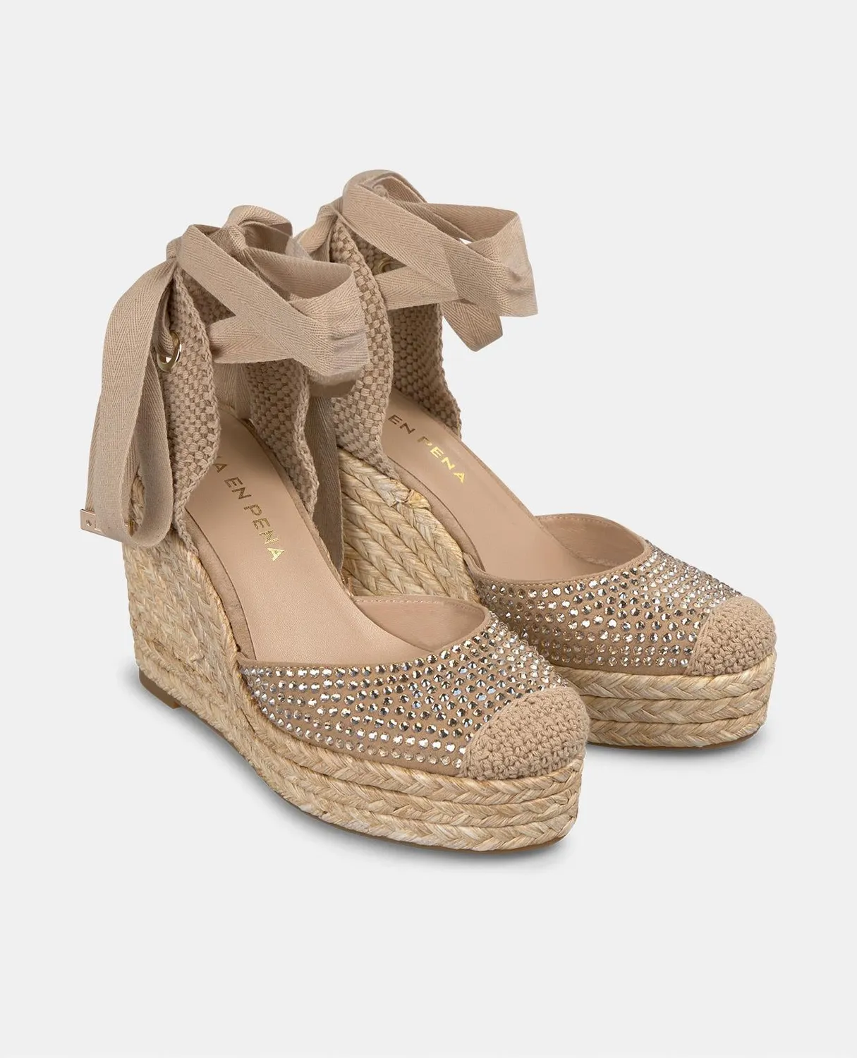 Alma en Pena V2551000 compensées sable strass lacets
