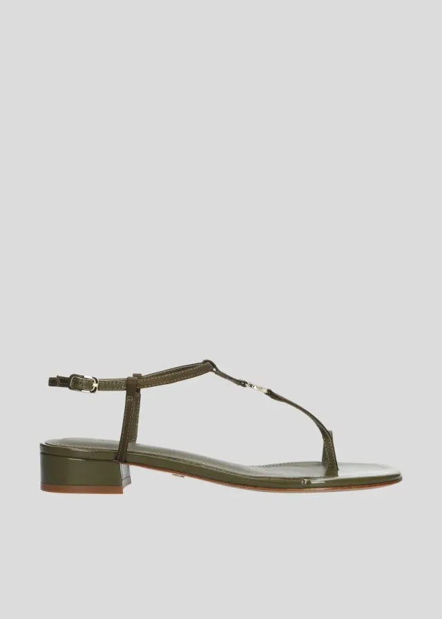 Lola Cruz June sandales plates kaki cuir plat