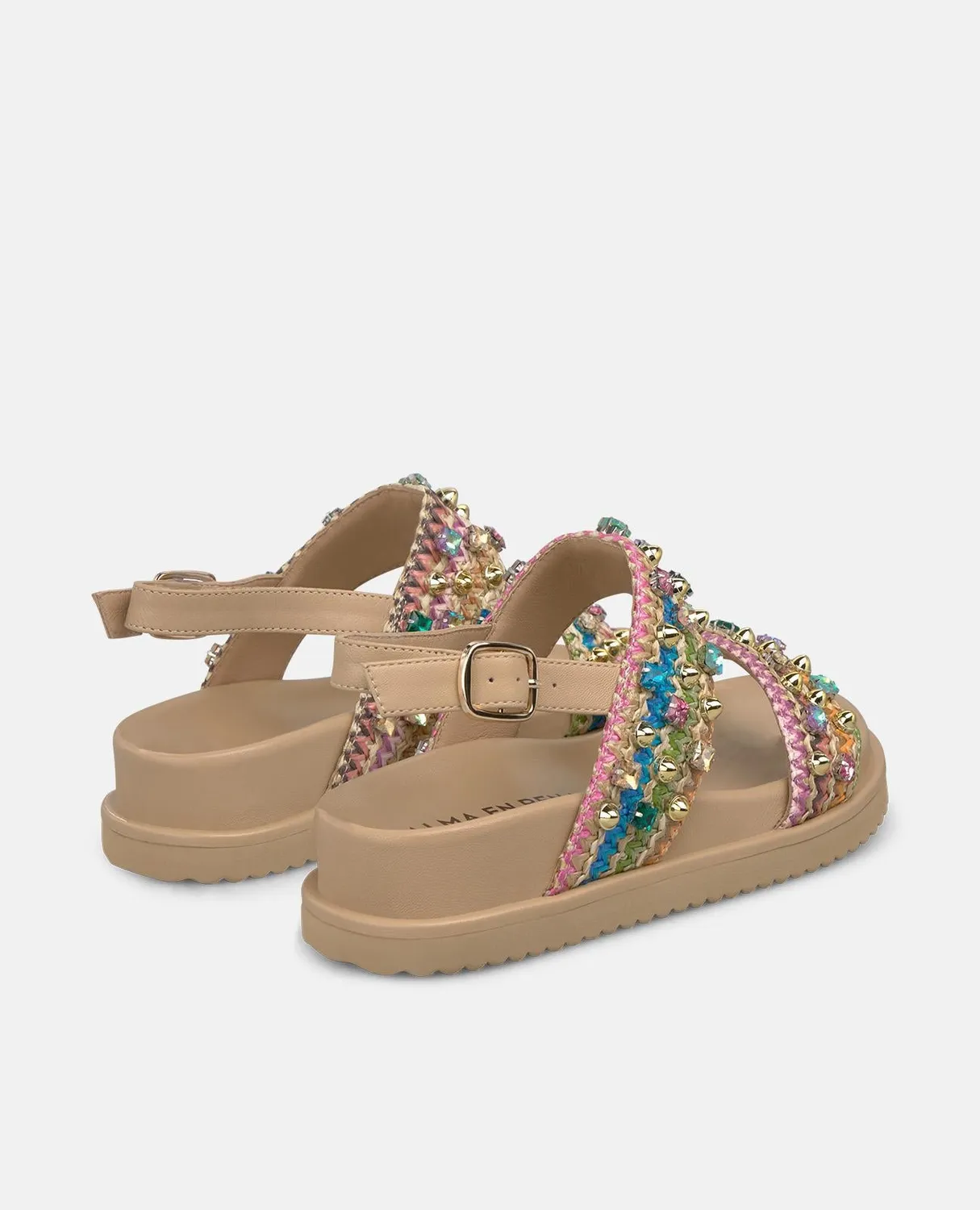 Alma en Pena V267509 sandales plateforme multicolor rafia