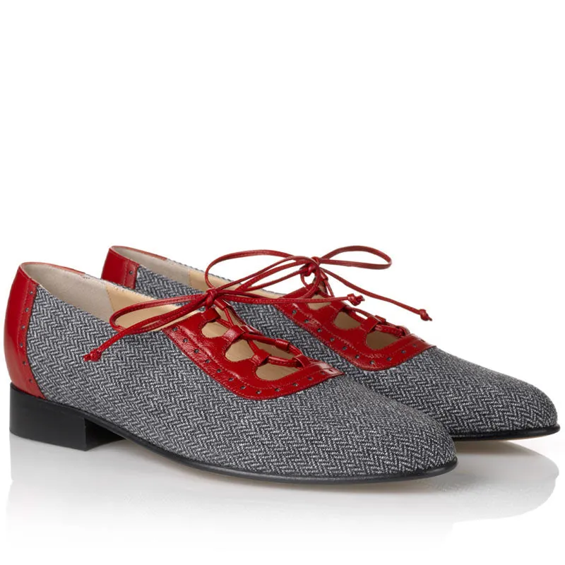 Bégum Paris Loch Ness derbys jaune tweed cuir