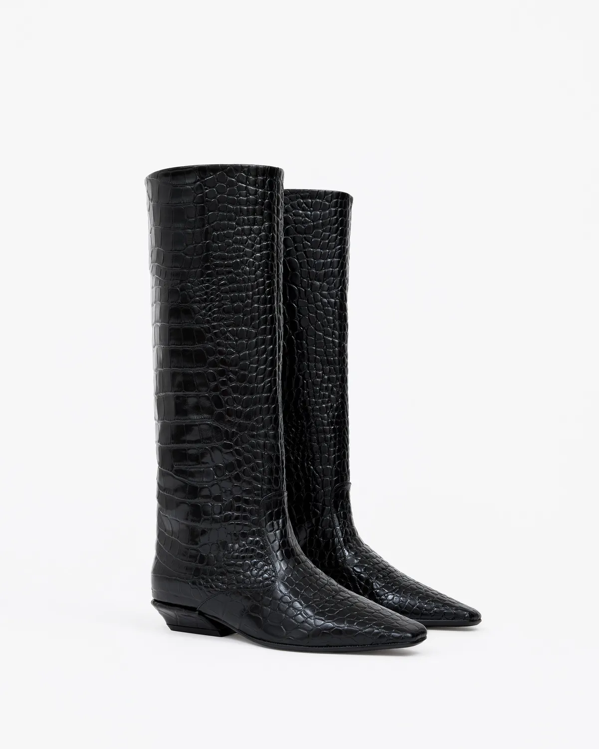 Mi/Mai Sargent Black Croc bottes cavalières croco noir