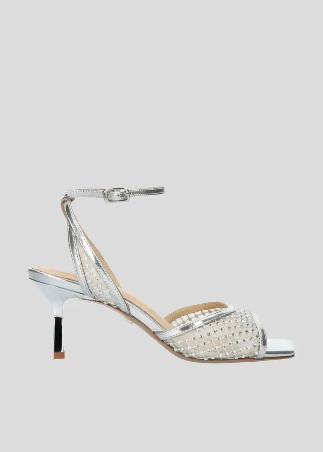Lola Cruz Carmen Heel Sandal 65 sandales argent talon 6,5 cm