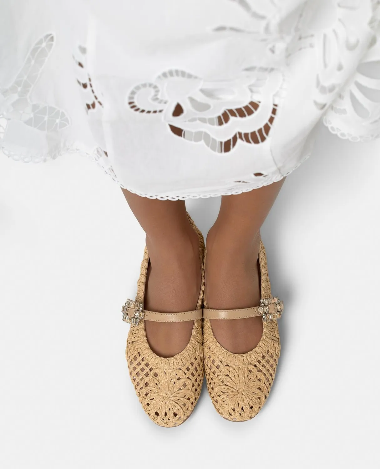 Alma en Pena V261201 ballerines rafia beige pointues