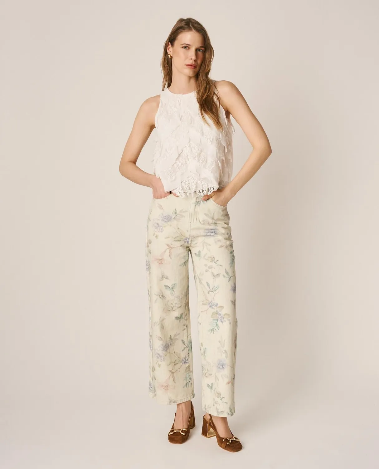 Alma en Pena V26CL1622 pantalon floral coton multicolore