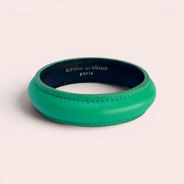Karine Arabian Jonc bracelet cuir vert prairie 63 mm