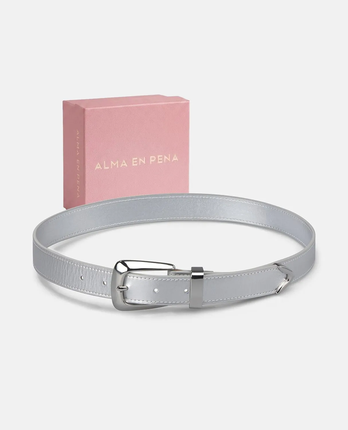 Alma en Pena V26CT017 ceinture cuir argenté 3 cm