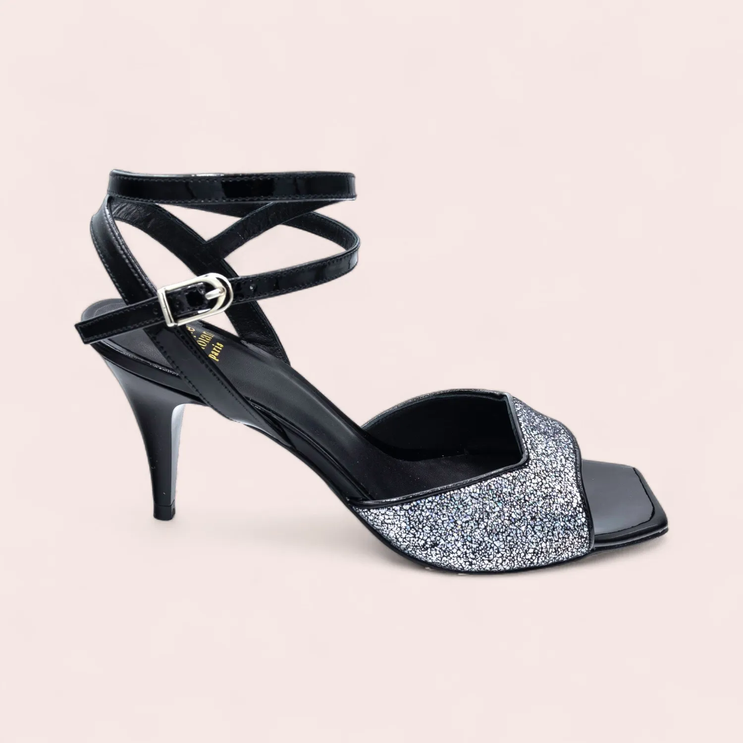 Karine Arabian Milonga sandales cuir talon 70 mm noir
