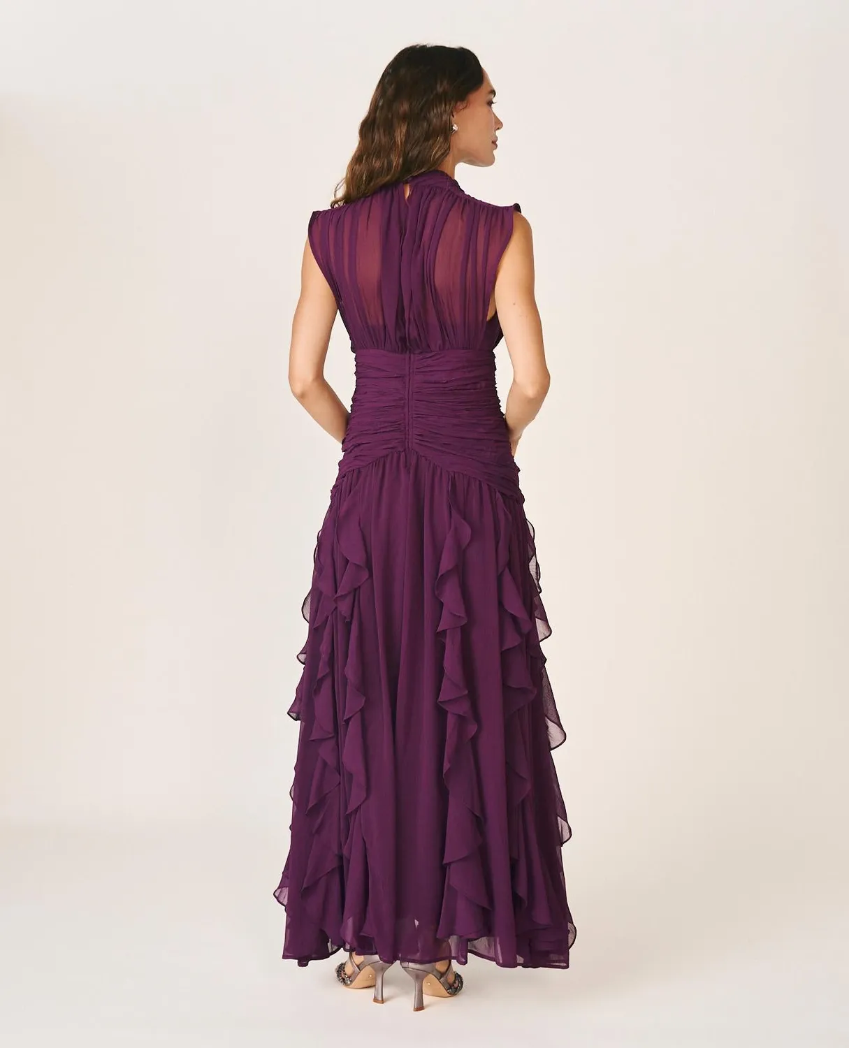 Alma en Pena I26CL0244 robe longue violette volants