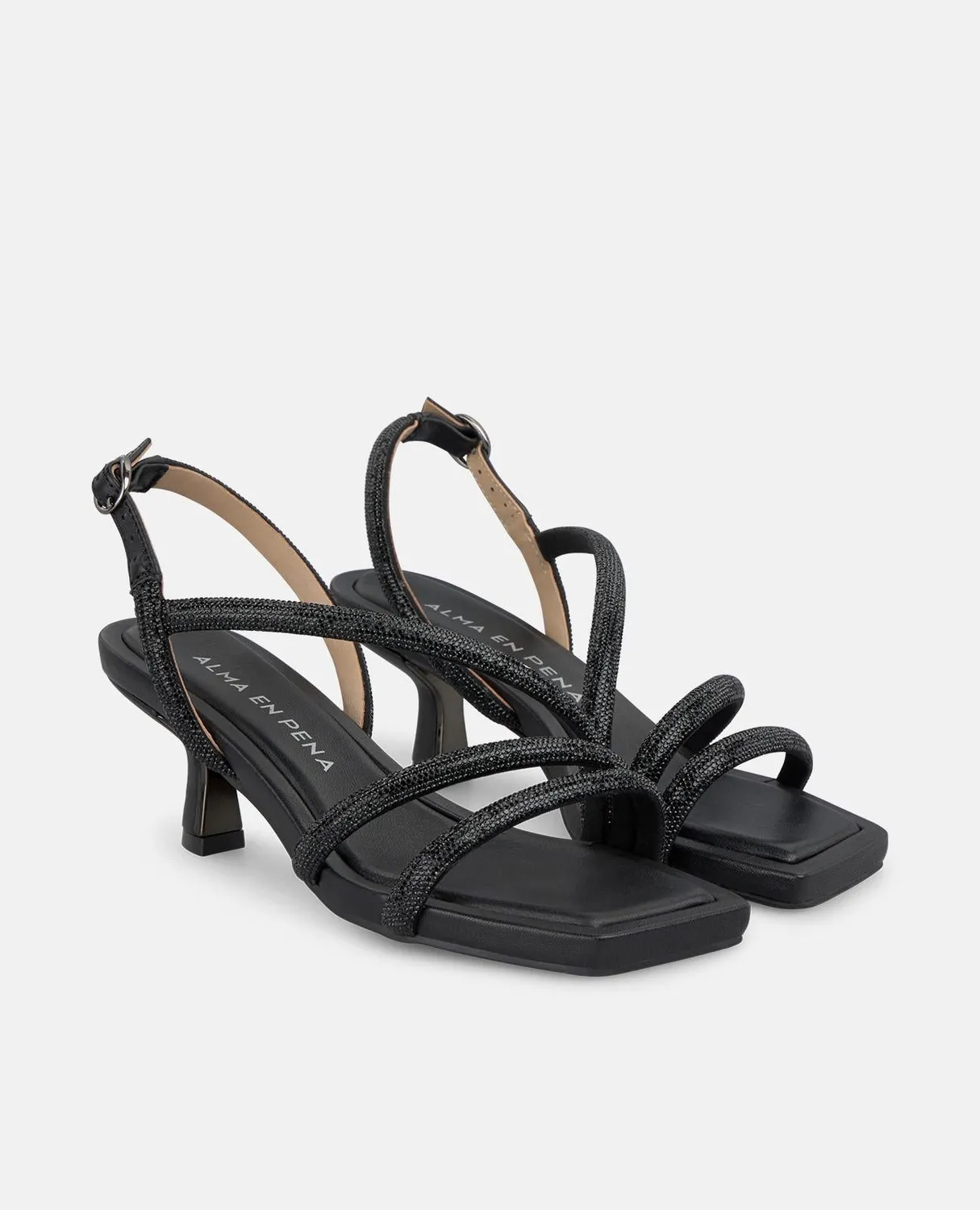 Alma en Pena I250090 sandales noir strass talon 5,5 cm