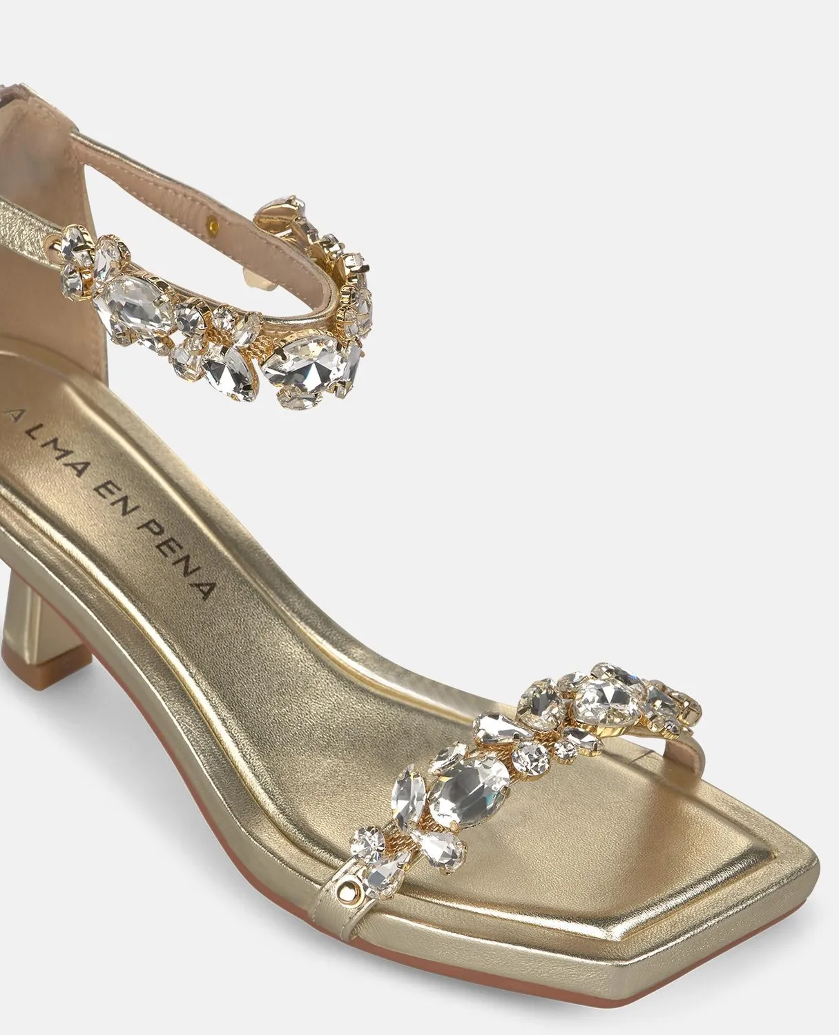 Alma en Pena V265006 sandales talon doré strass 5,5 cm cuir