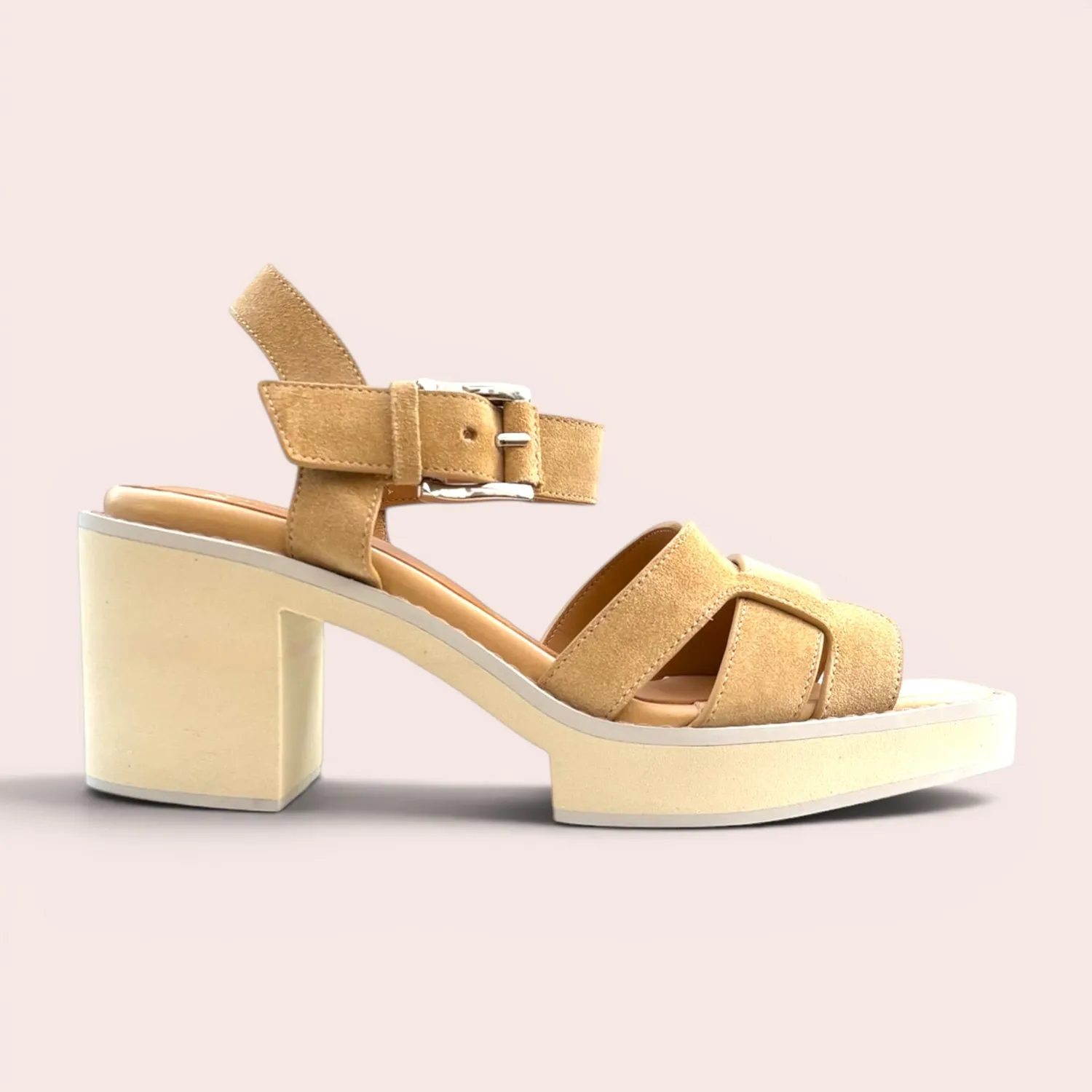 Karine Arabian Hayana sandales cuir rouge plateforme 65mm
