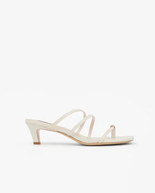 Mi/Mai Lima White mule cuir blanc talon bas doré