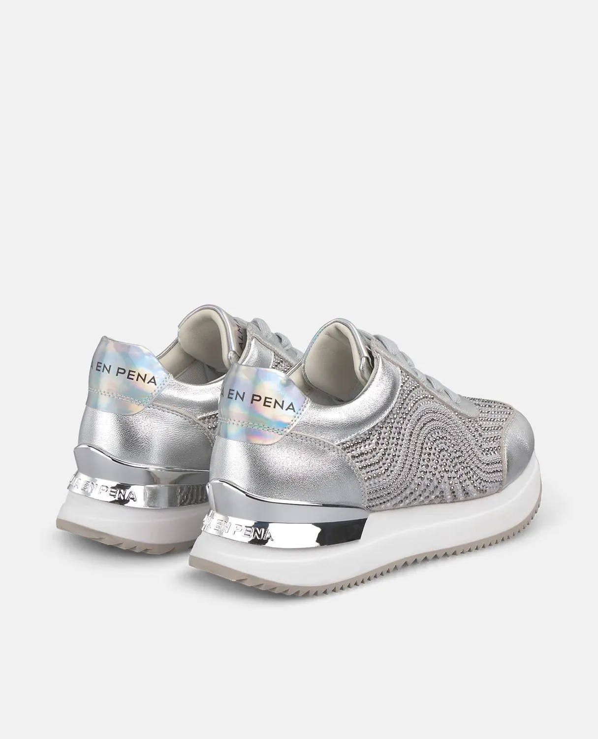 Alma en Pena I251503 sneakers argent strass plateforme 4,5 cm