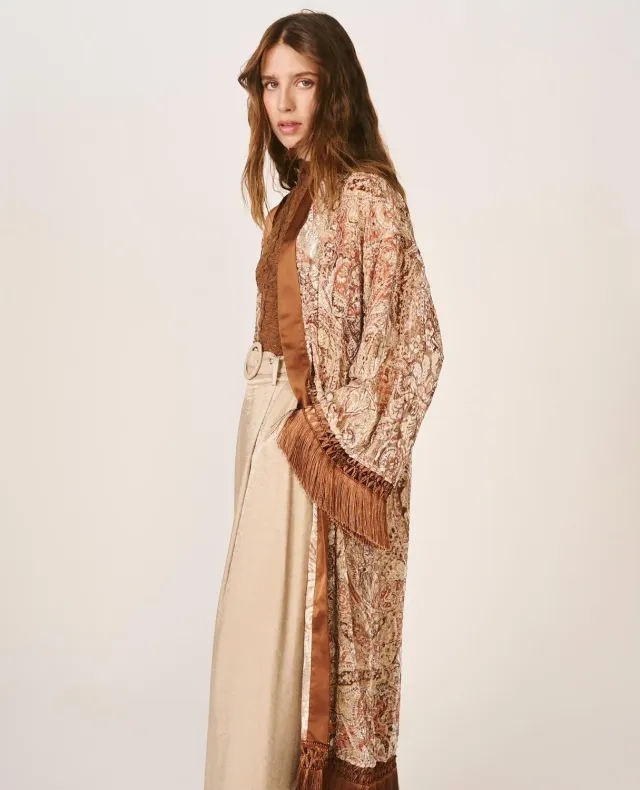 Alma en Pena I26CL1301 caftan paisley marron velours