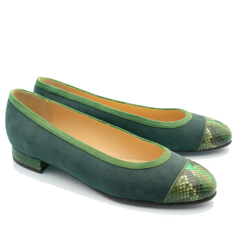 Bégum Paris Gabrielle ballerines vert bout python