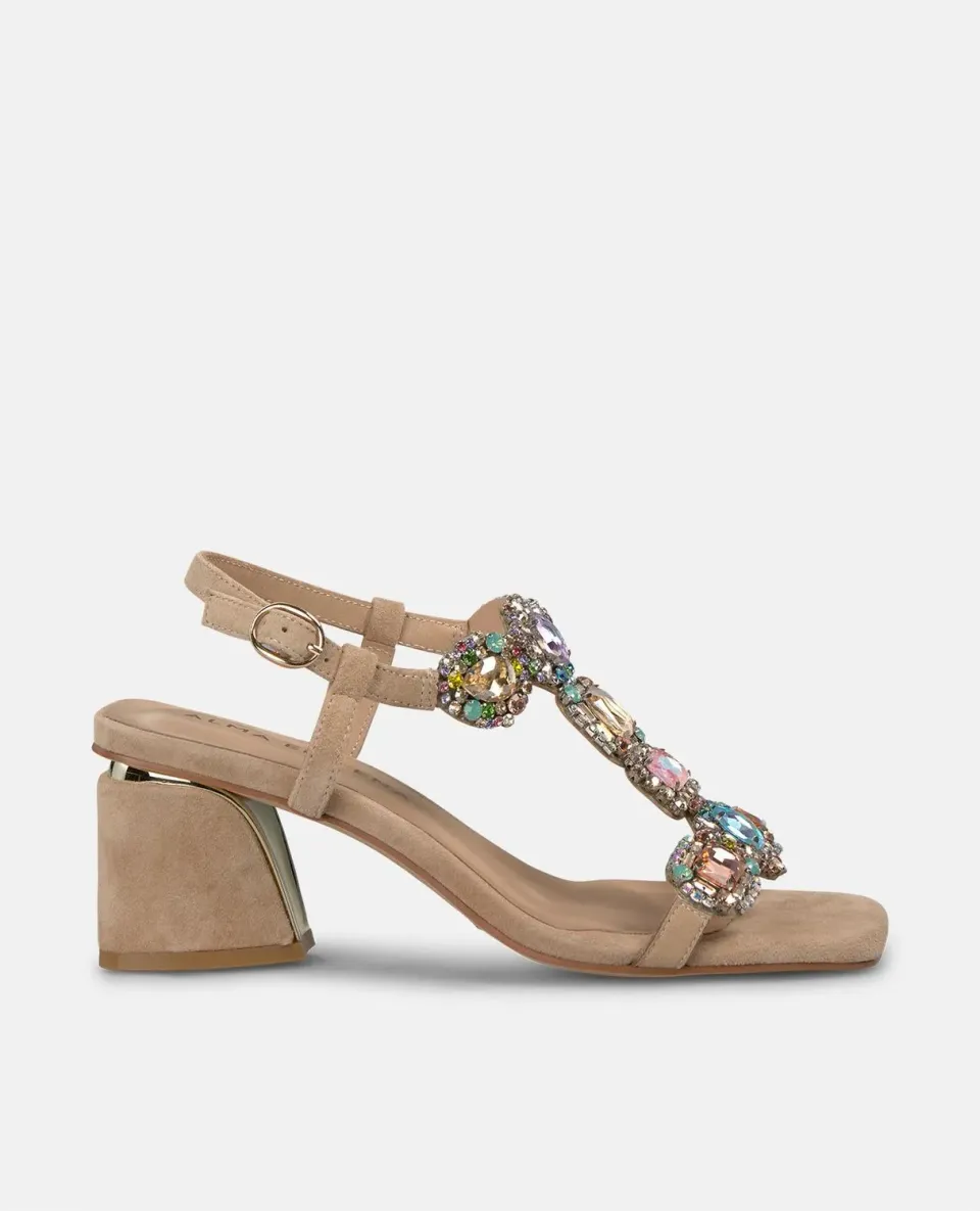 Alma en Pena V250950 sandales cuir beige strass talon 6 cm