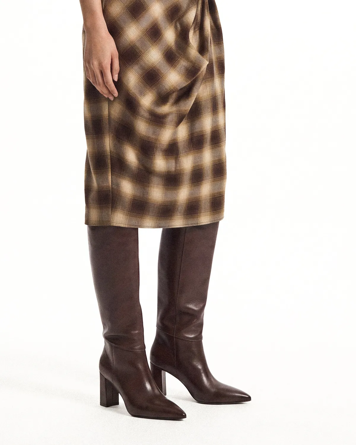 Mi/Mai Tracey Chocolate Calf bottes cuir chocolat talon large