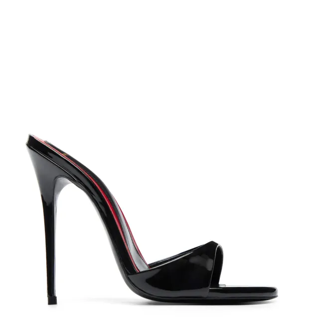 Maison Ernest Lidylle 120 mules noir cuir vernis talon 12 cm