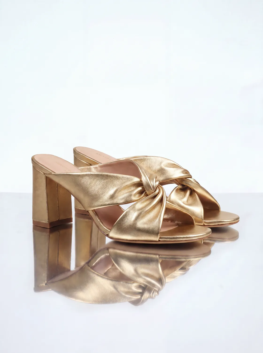 Mi/Mai Tamarama Gold mules à talon doré Diane Perreau