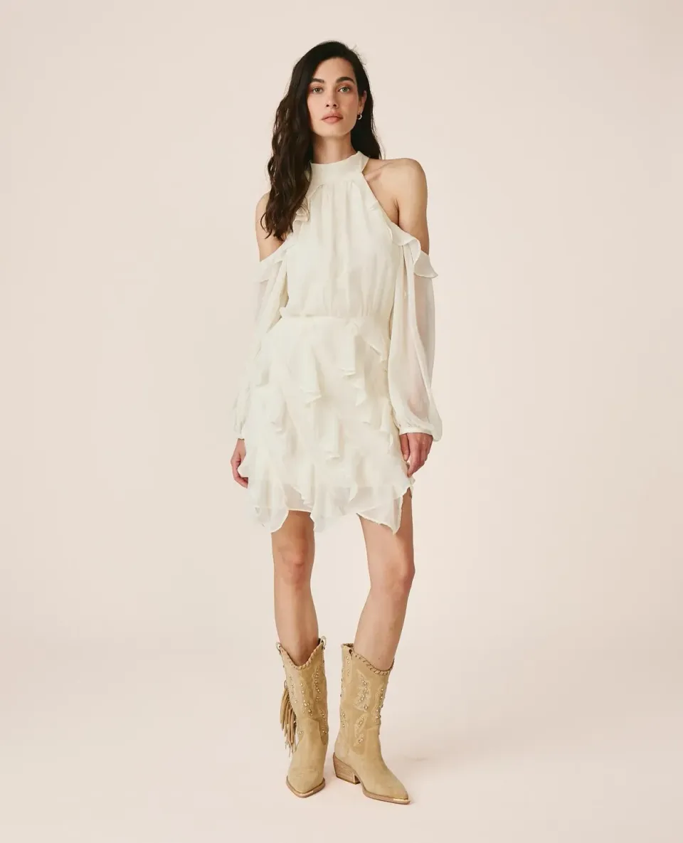 Alma en Pena V26CL0105 robe halter blanche gaze