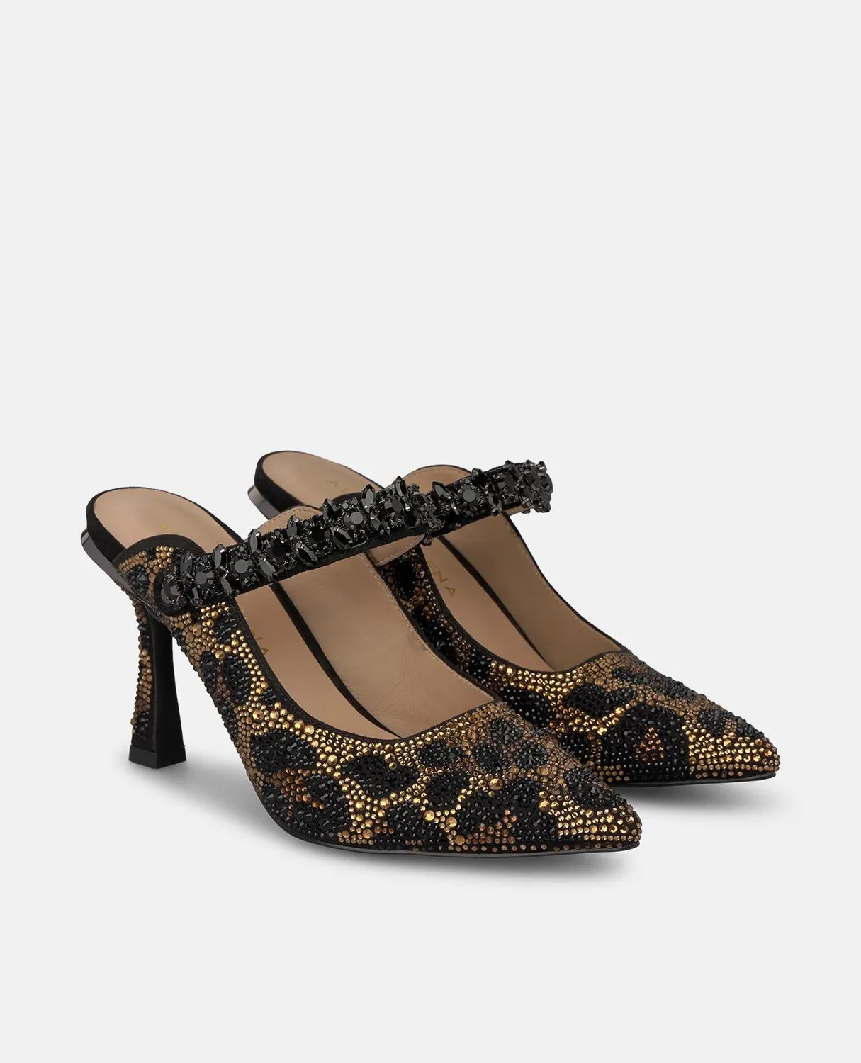 Alma en Pena I260255 mule léopard talon 9 cm strass