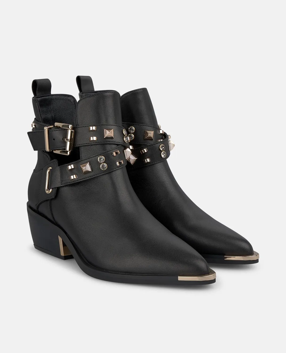 Alma en Pena I250913 bottines cuir noir à clous