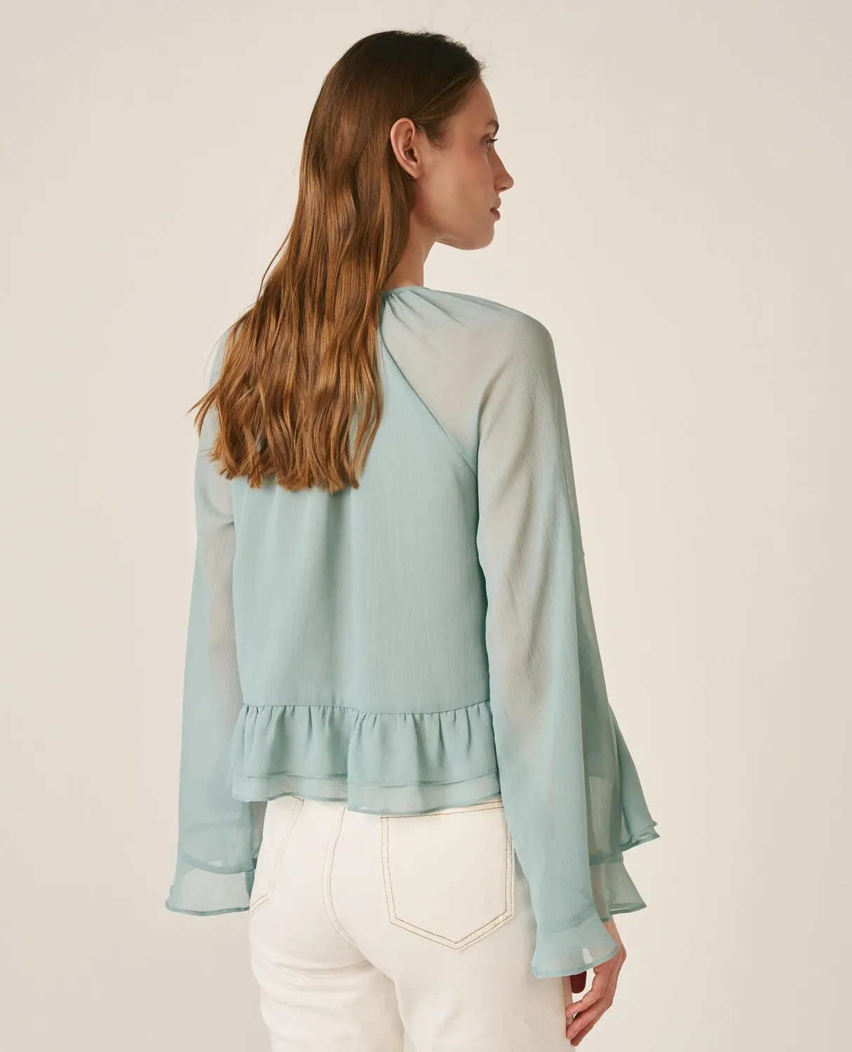 Alma en Pena V26CL0506 blouse jade volants