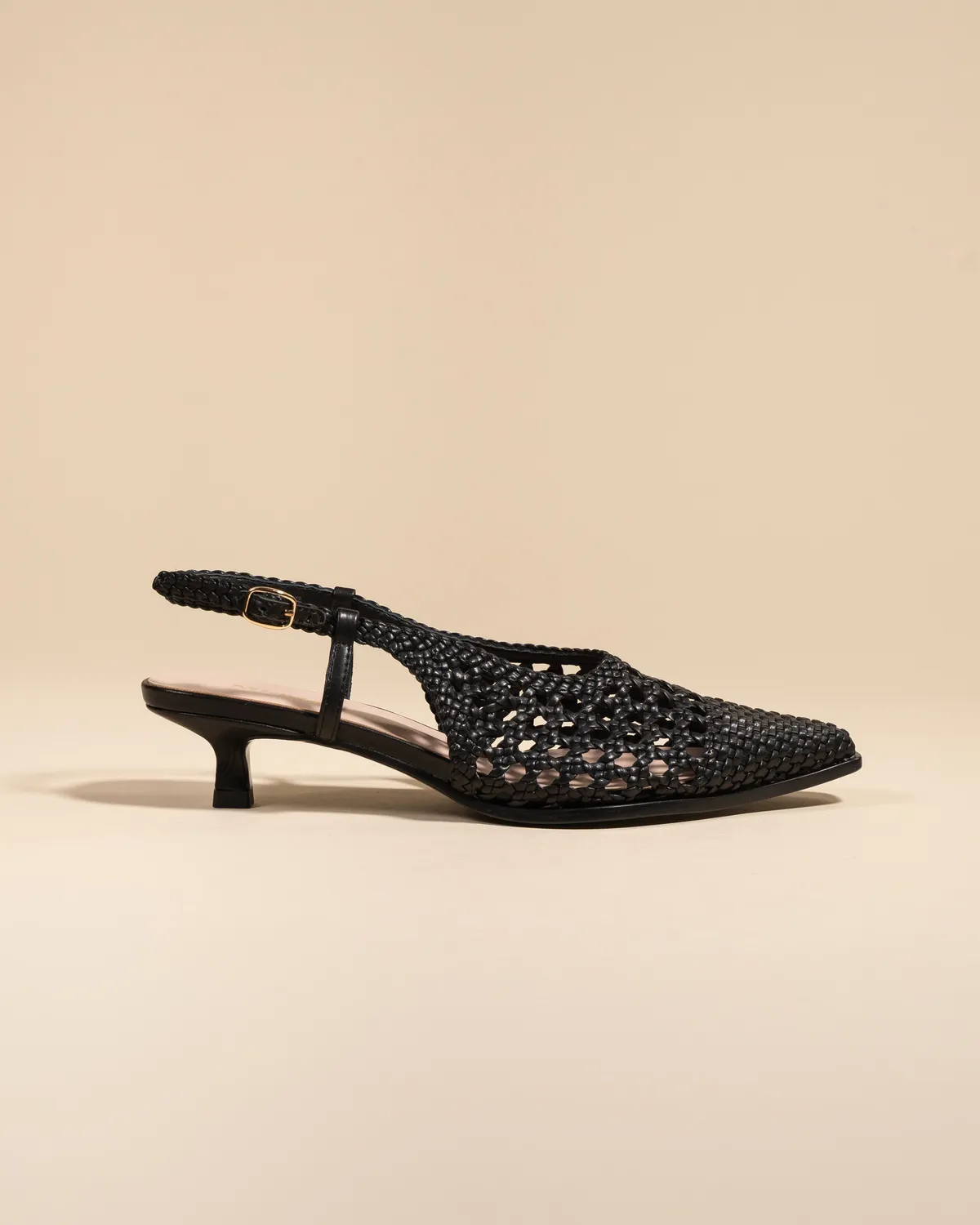 Mi/Mai Marina Woven Black escarpins tressés talon 4cm