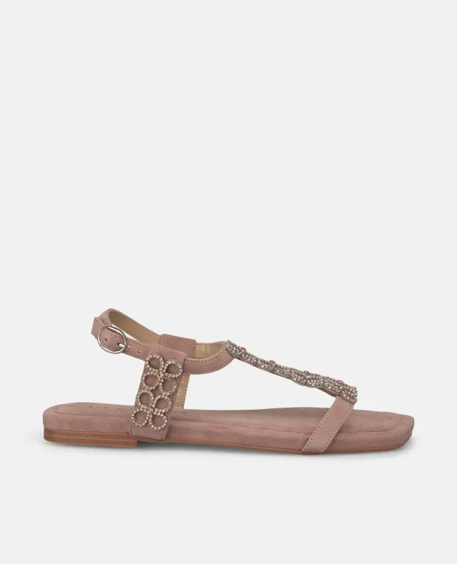 Alma en Pena V251916 sandales plates rose strass