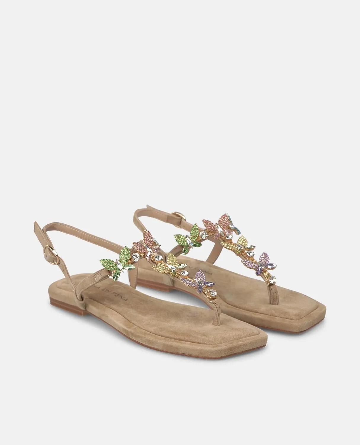 Alma en Pena V268414 sandales plates sable strass
