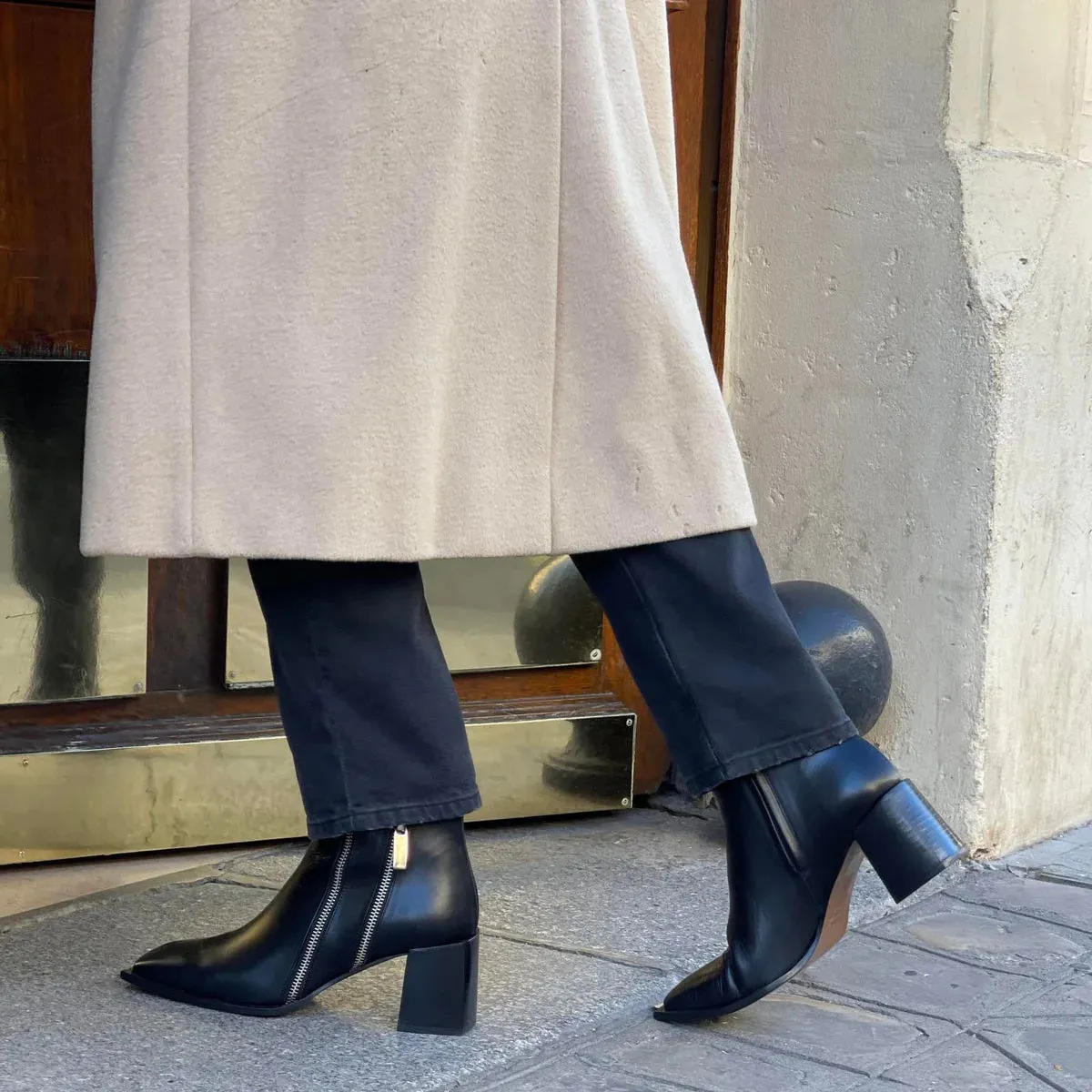 Karine Arabian POLDARK bottine noire cuir talon 70mm