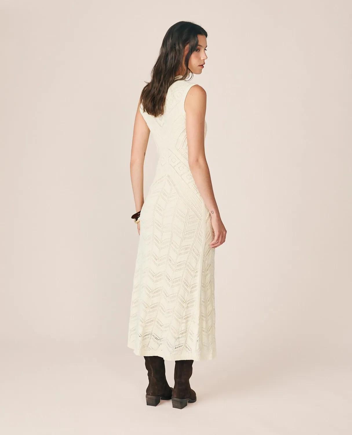 Alma en Pena I26CL0200 robe maxi blanche coton ajouré
