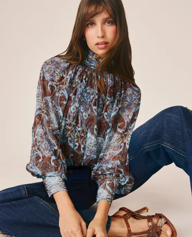 Alma en Pena I26CL0510 blouse chocolat paisley
