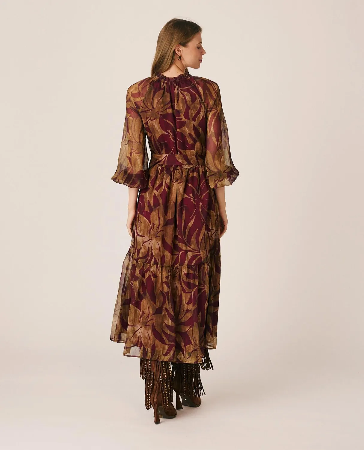 Alma en Pena I26CL0210 robe midi gaze bordeaux