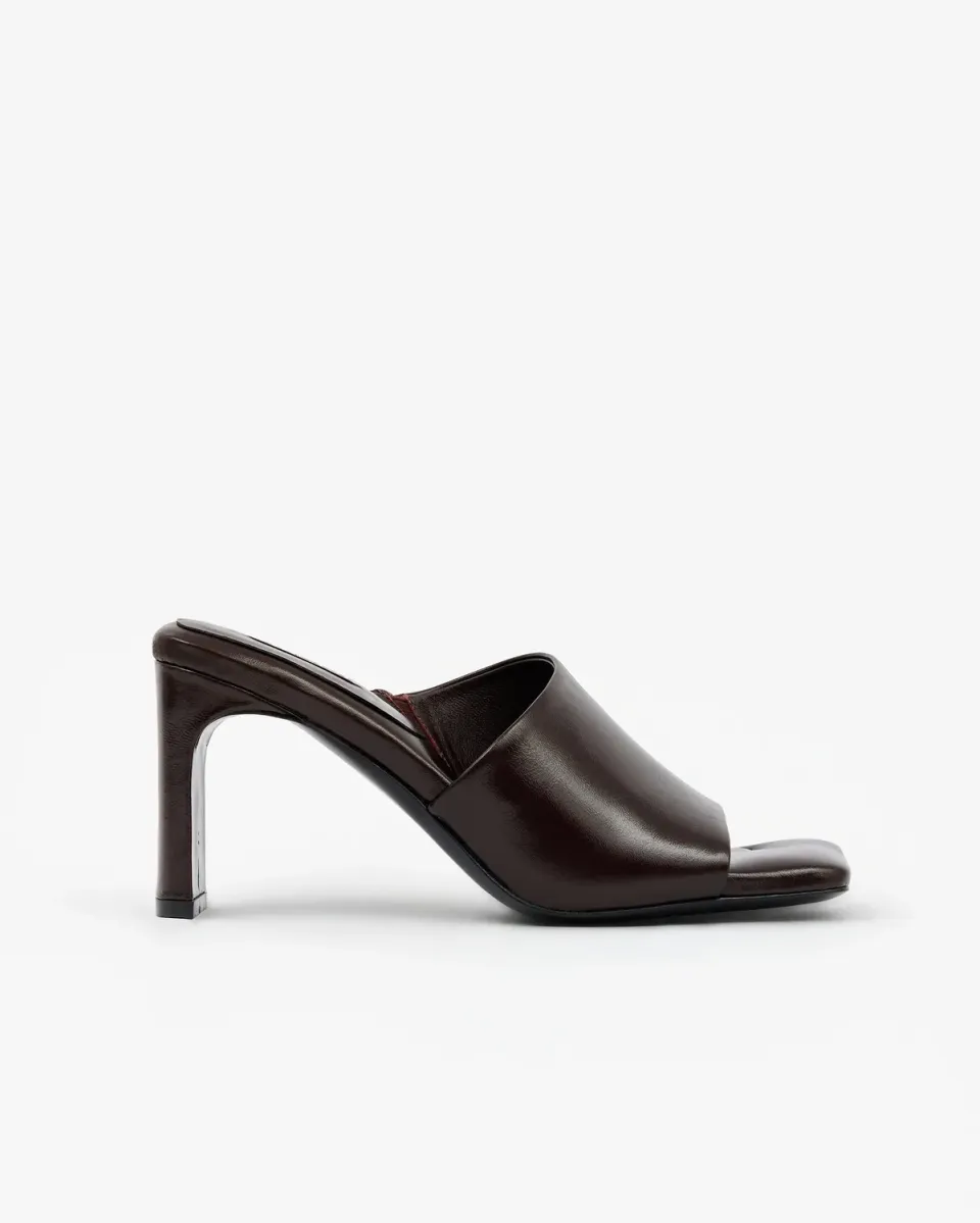 Mi/Mai Alba Burgundy mules cuir bordeaux bout carré