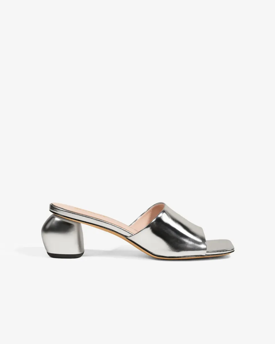 Mi/Mai Gemma Low Silver mules cuir argenté 5 cm