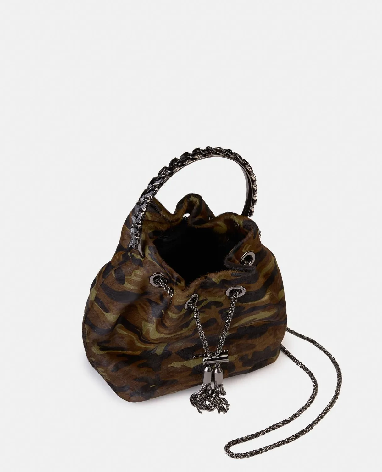 Alma en Pena BG110 sac seau cuir vert bandoulière